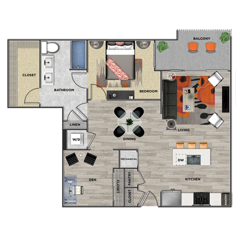 A3B Floor Plan at 675 N. Highland, Georgia, 30306